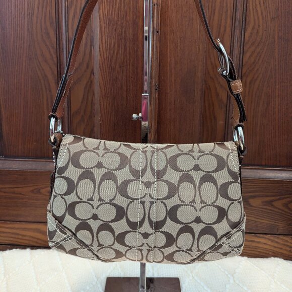 Coach SMALL 11860 Y2K Soho Beige Signature C Canvas & Tan Leather Shoulder Bag - Picture 3 of 11
